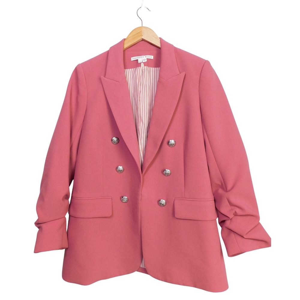 Veronica Beard Beacon Dickey Jacket Rose Wine Pink Blazer Silver Buttons 2205SSU